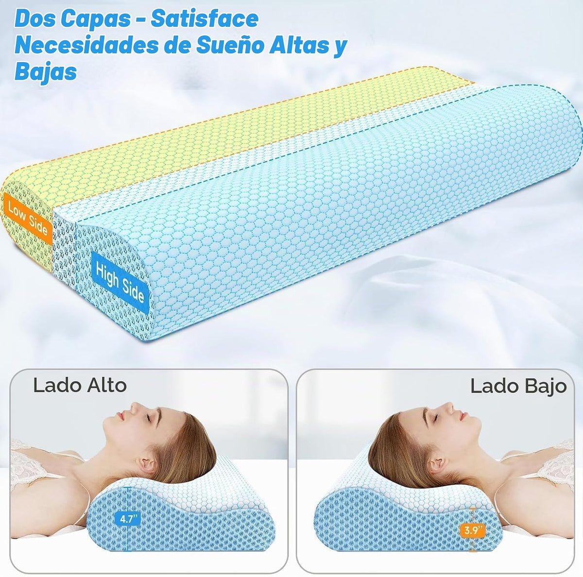 Almohada cervical ergonómica, para el cuello, para dormir, tamaño K...