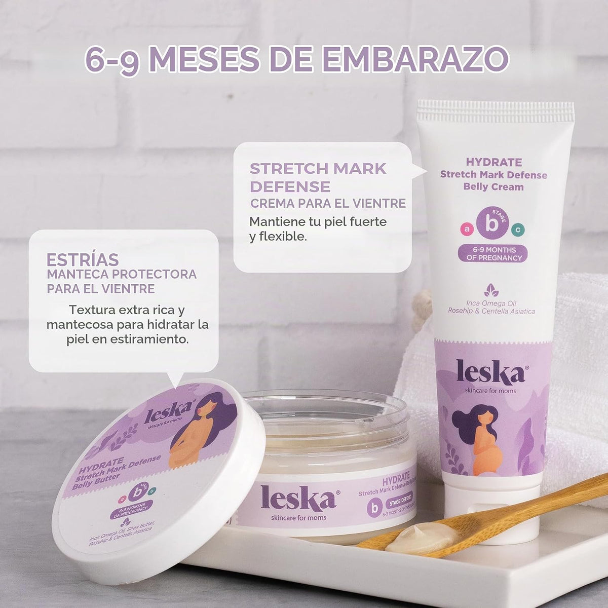 Leska Crema de maternidad paquete de 2 | ETAPA B: HYDRATE Crema par...