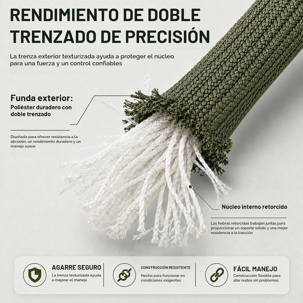 YUZENET Cuerda de arborista de poliéster trenzada (3\/8 pulgadas x...