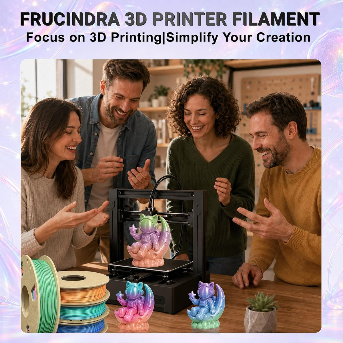 Frucindra Paquete de filamentos para impresora 3D de seda PLA+ tric...