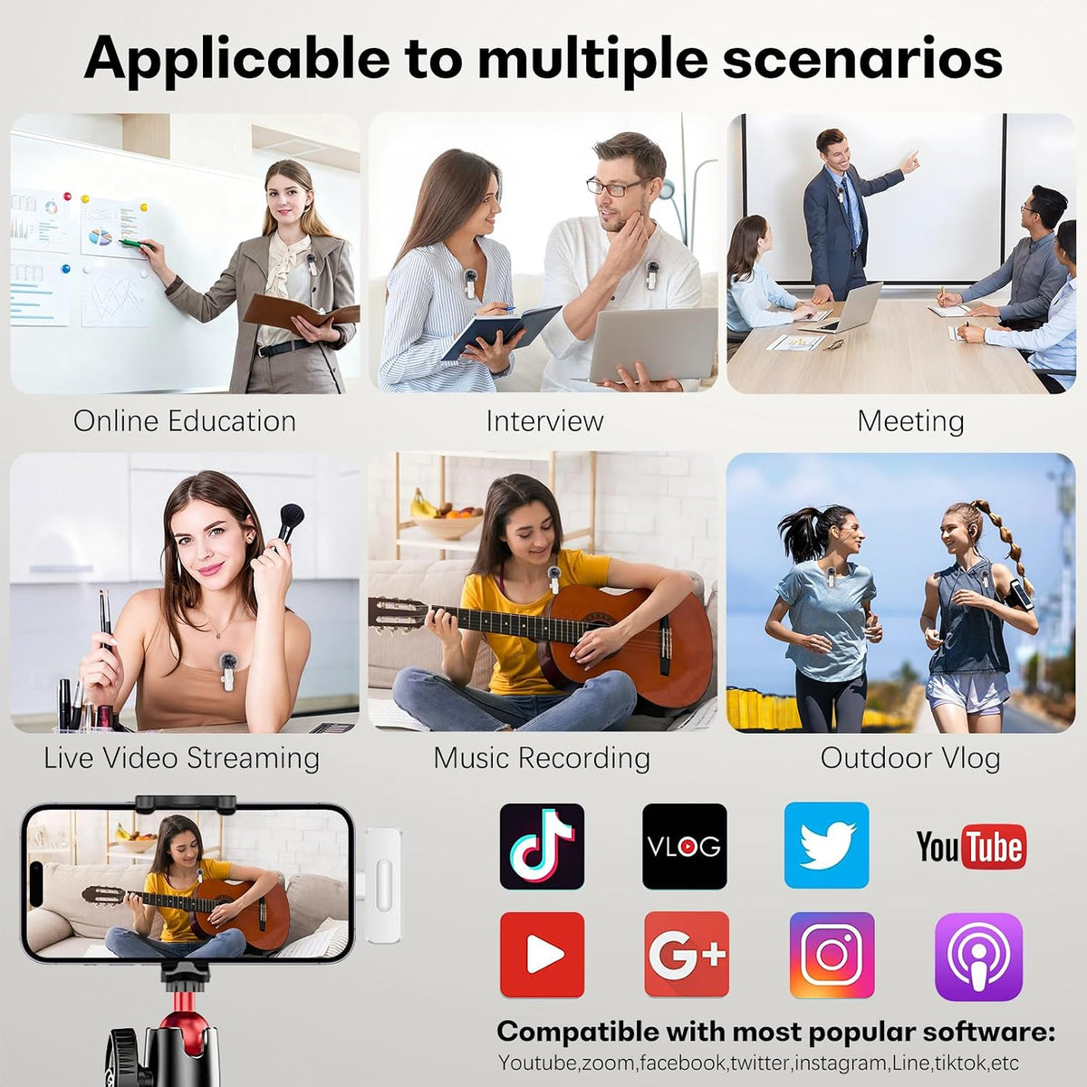 wedaniya Mini micrófono inalámbrico Lavalier para iPhone, Android,...