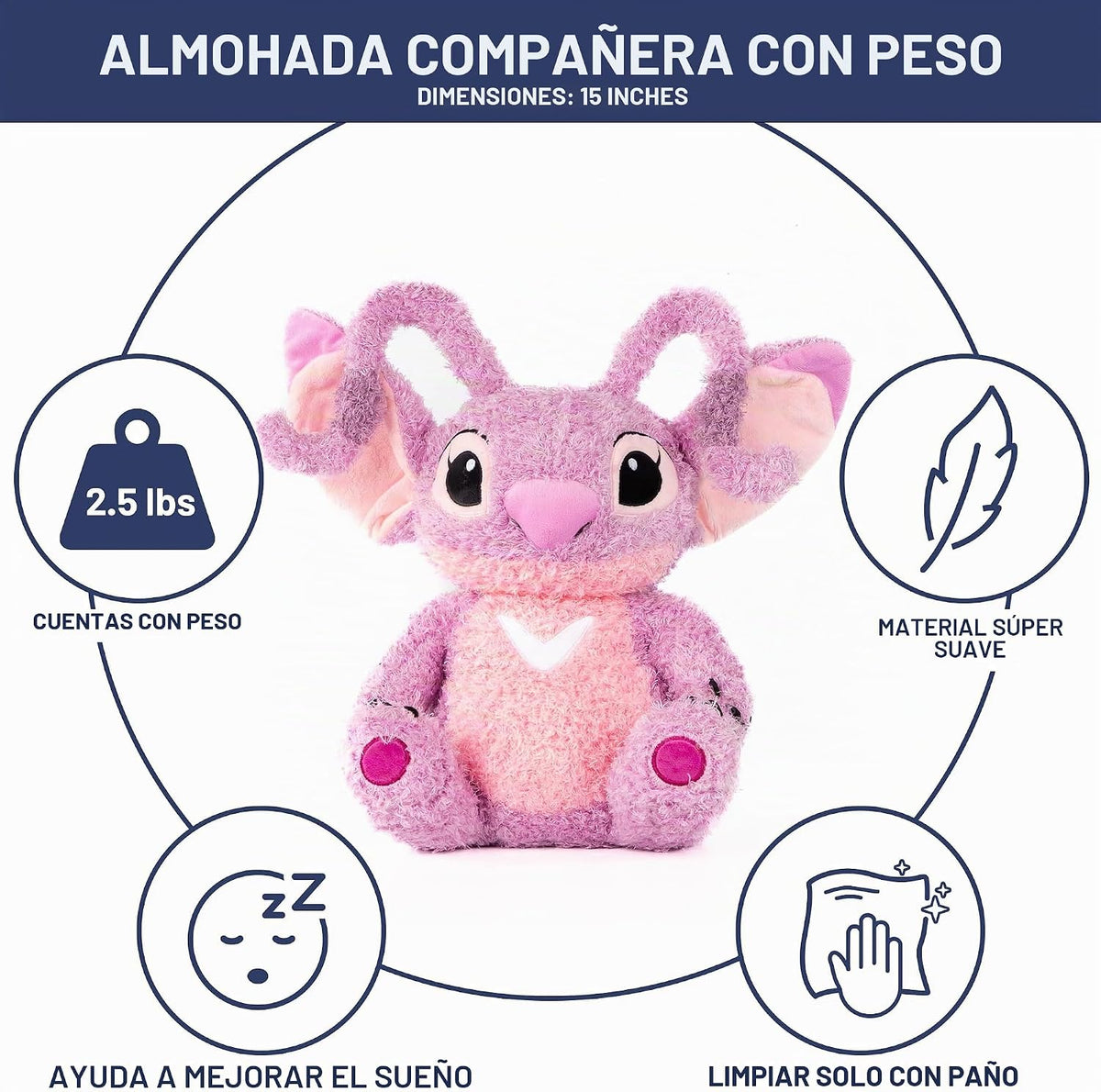 Jay Franco Almohada de felpa con peso de Disney, almohada de peluch...