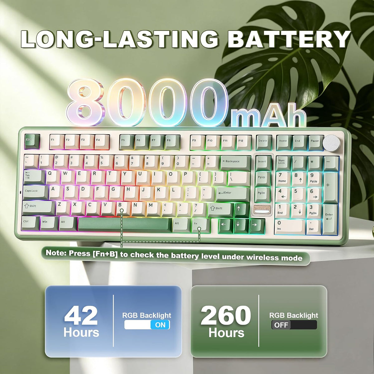 YUNZII Teclado mecánico inalámbrico B98 PRO 96% (verde mate, interr...