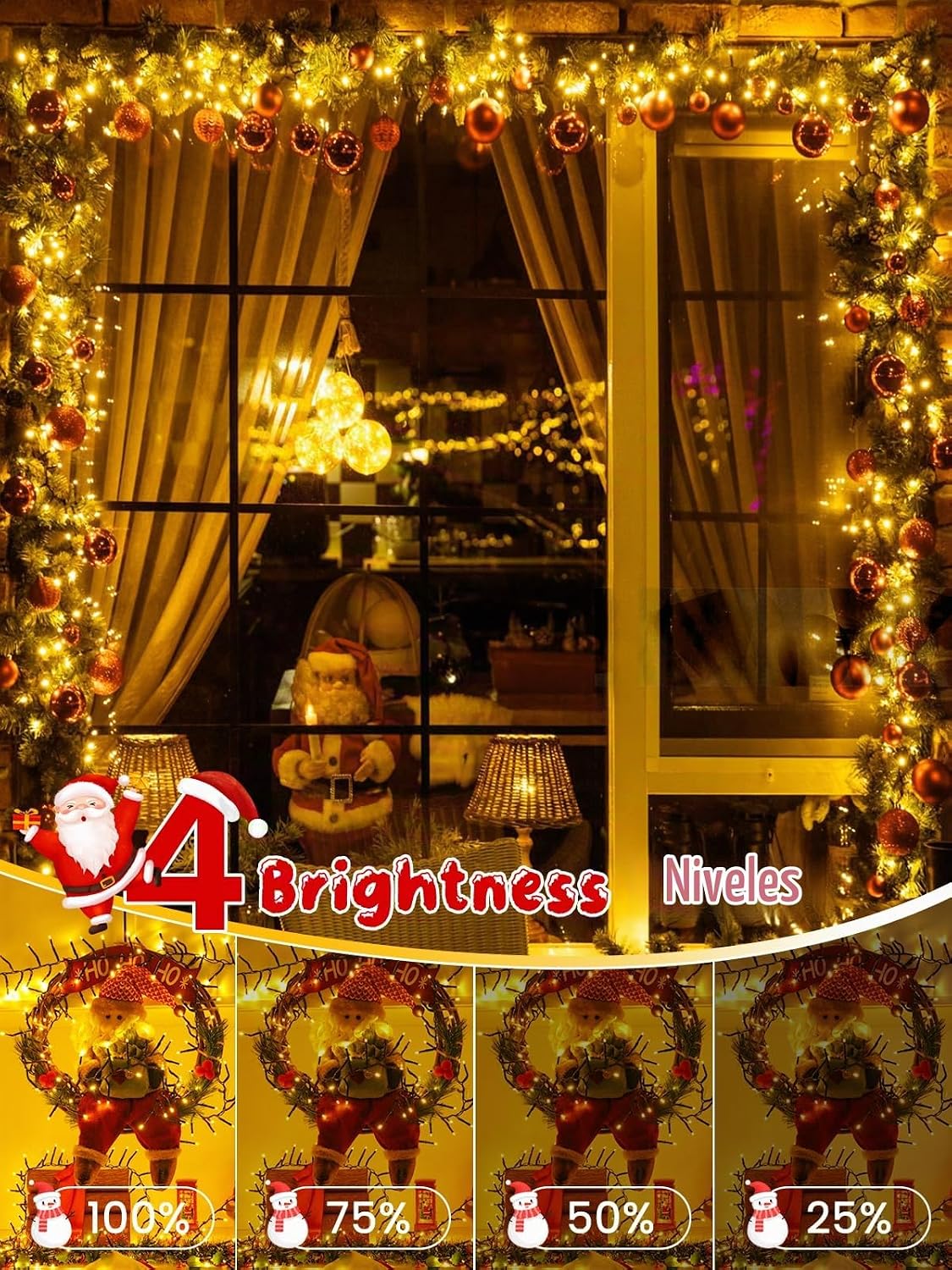 Luces de racimo de Navidad de 50 pies, 1000 luces LED con control r...