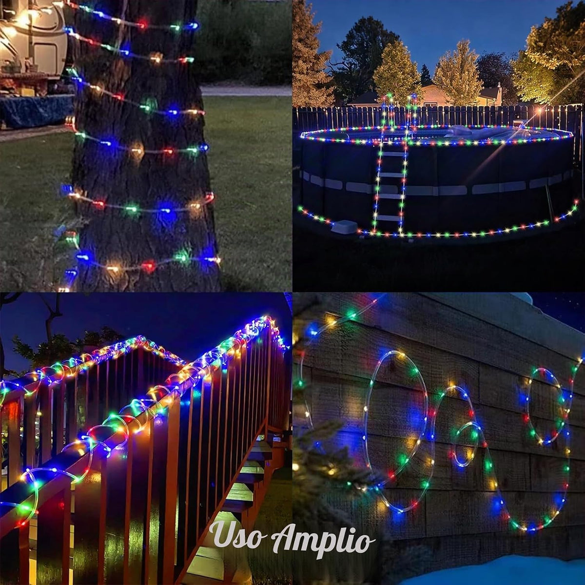 QITONG Cuerda de luces solares para exteriores, 66 pies, 200 luces...