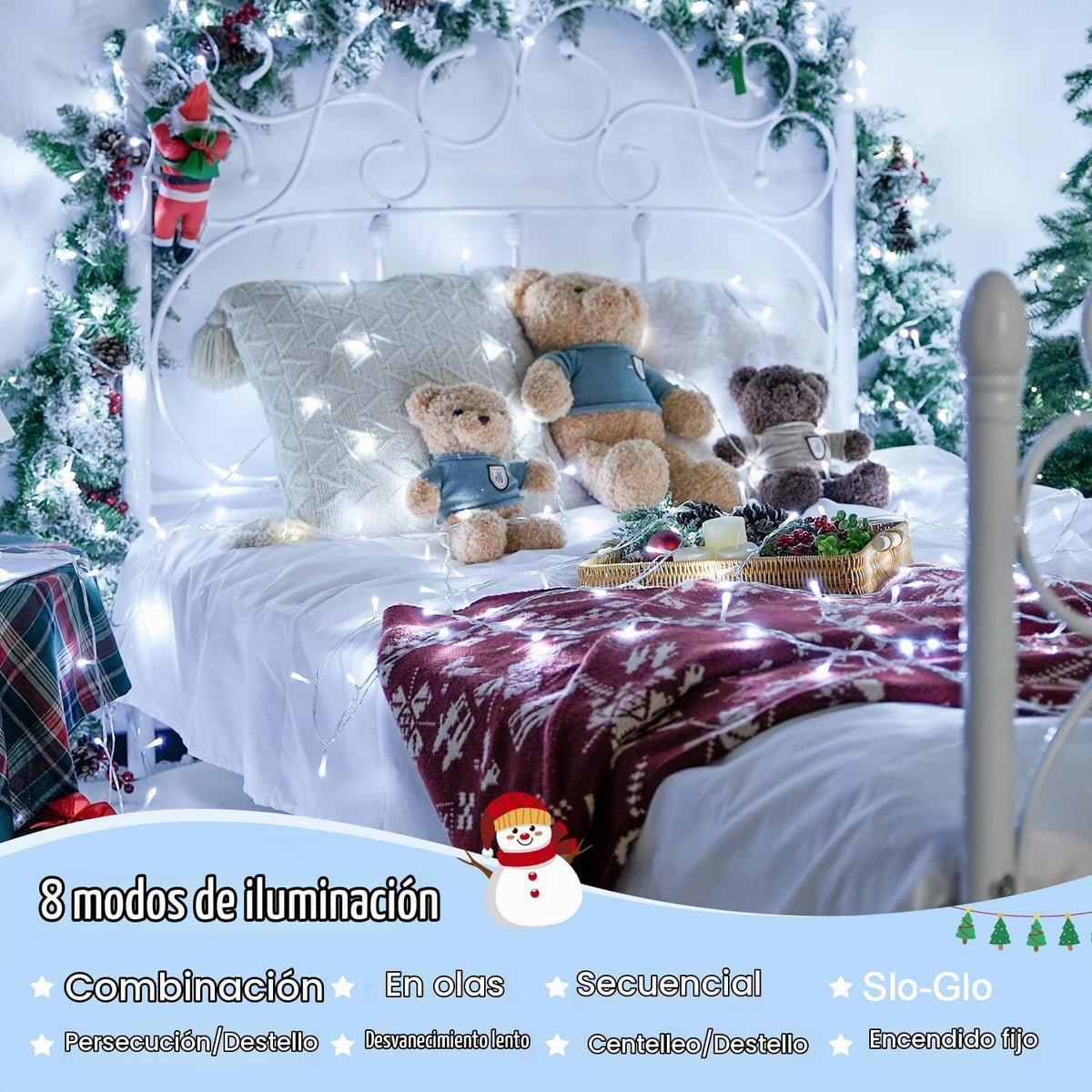 JMEXSUSS 132 pies 400 luces LED blancas de Navidad para interiores...