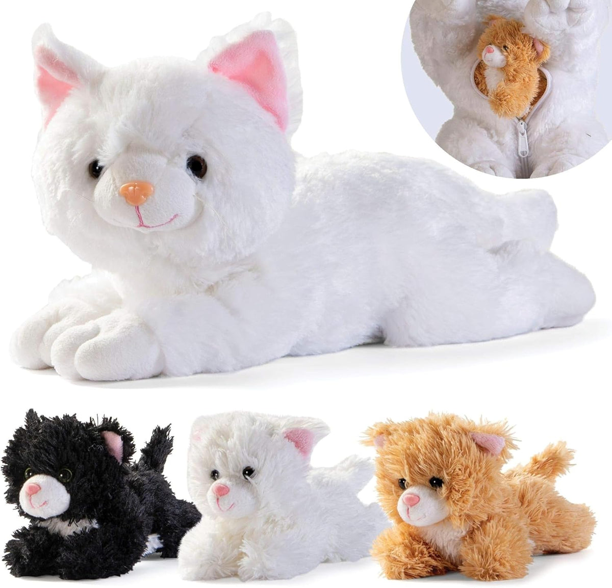 PREXTEX Juguetes de Peluche de Gato Animal de Peluche con 3 Gatos A...