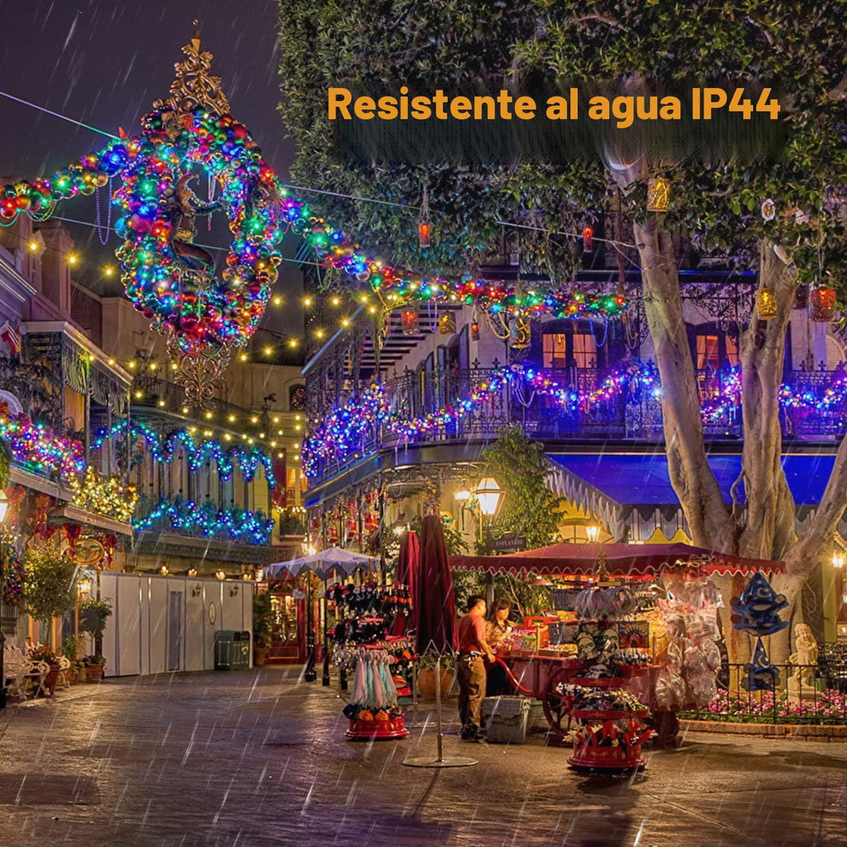 Luces navideñas al aire libre coloreadas Brizled, luces del árbol d...