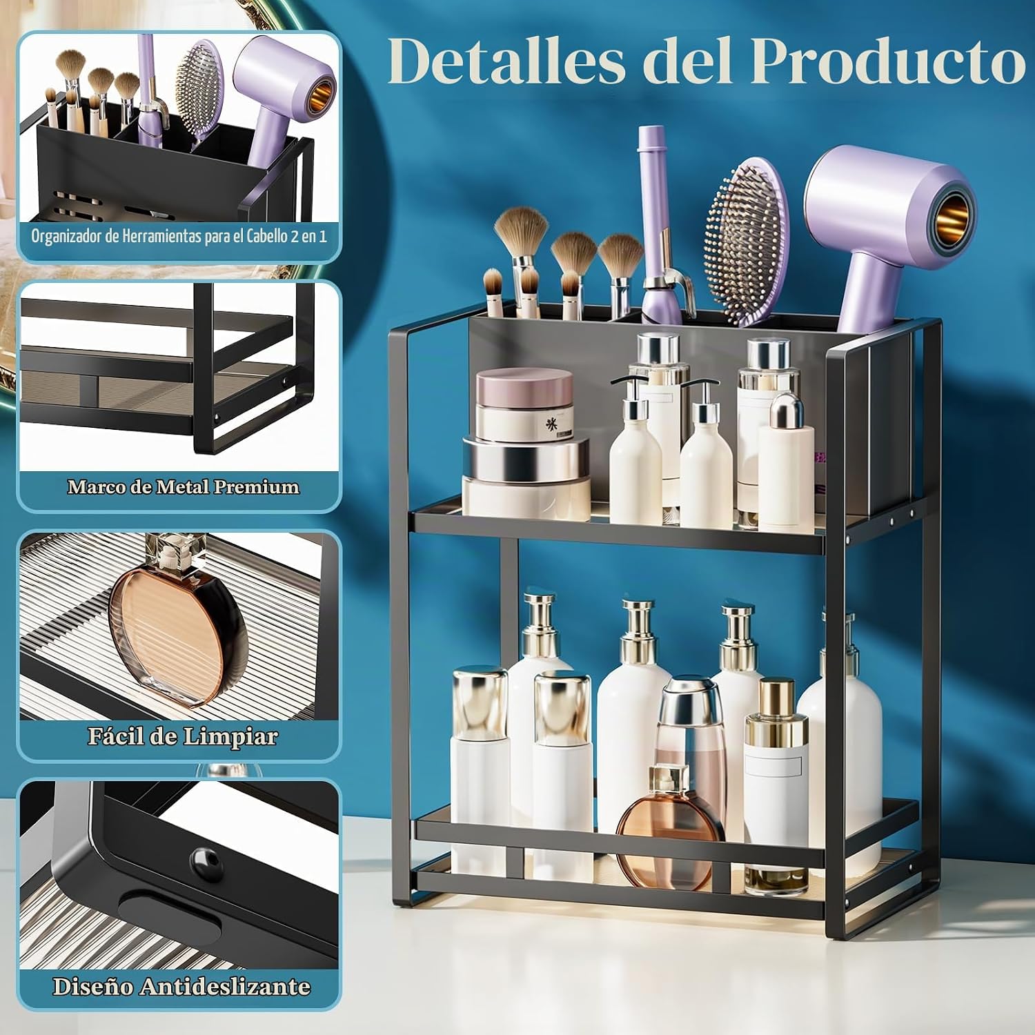 SanDream Organizador de herramientas para el cabello, encimera de b...