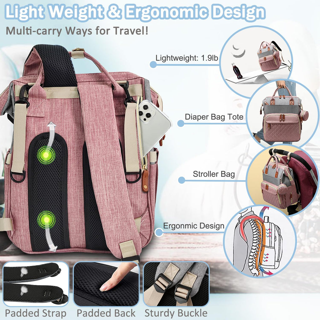 SHITIESHOU Bolsa de pañales mochila para bebé, bolsa de pañales par...