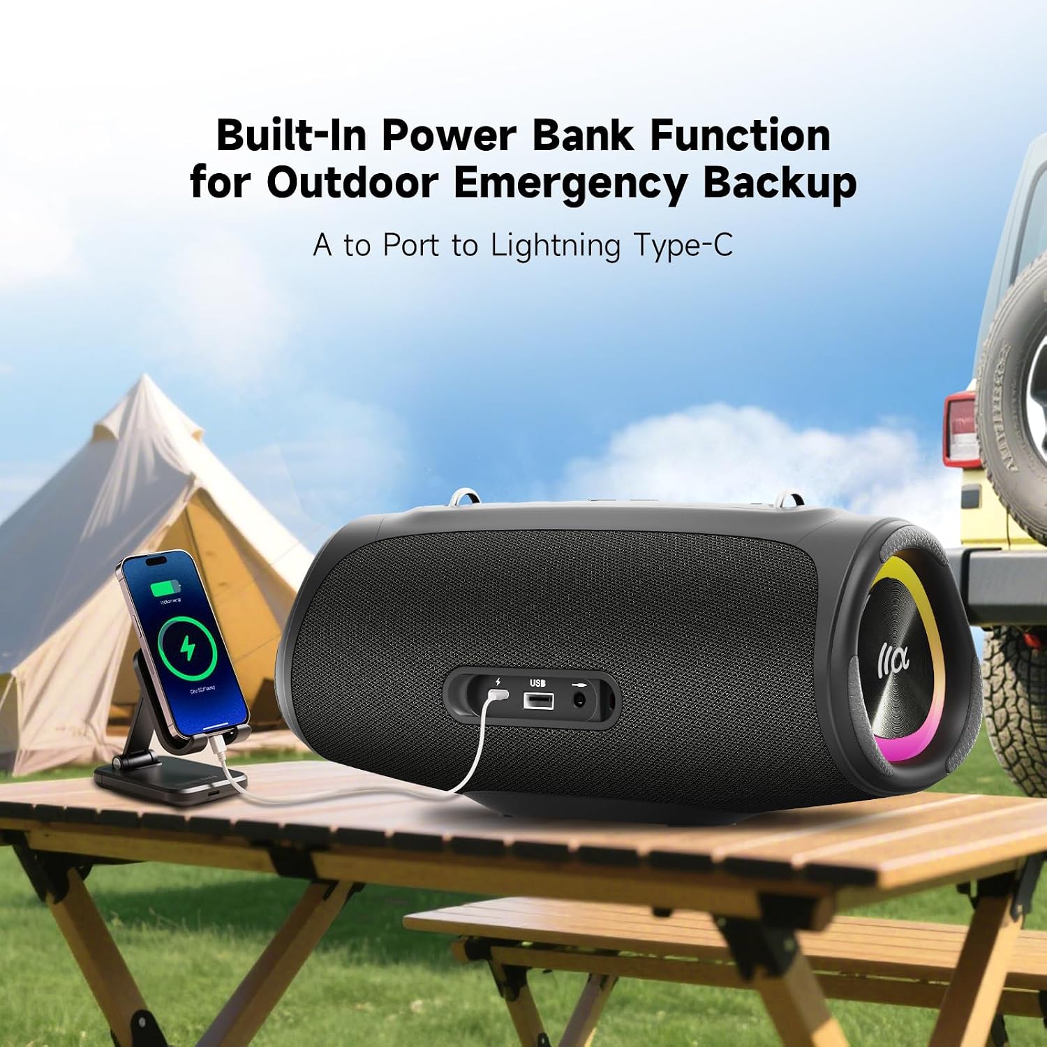 TAZATA Altavoz Bluetooth Inalámbrico, Altavoces Boombox para Exteri...