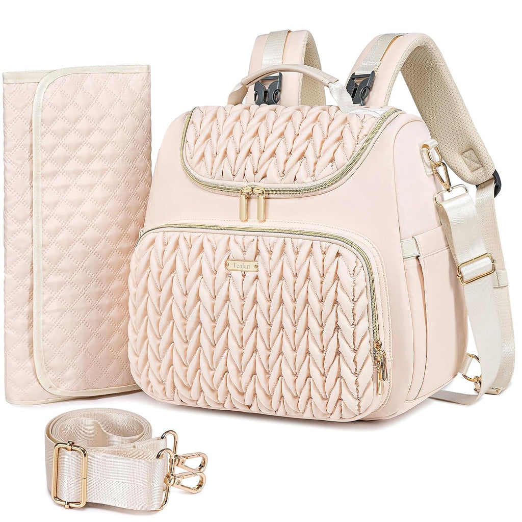 Tealari Mochila de pañales convertible 4 en 1, bolsa de pañales imp...