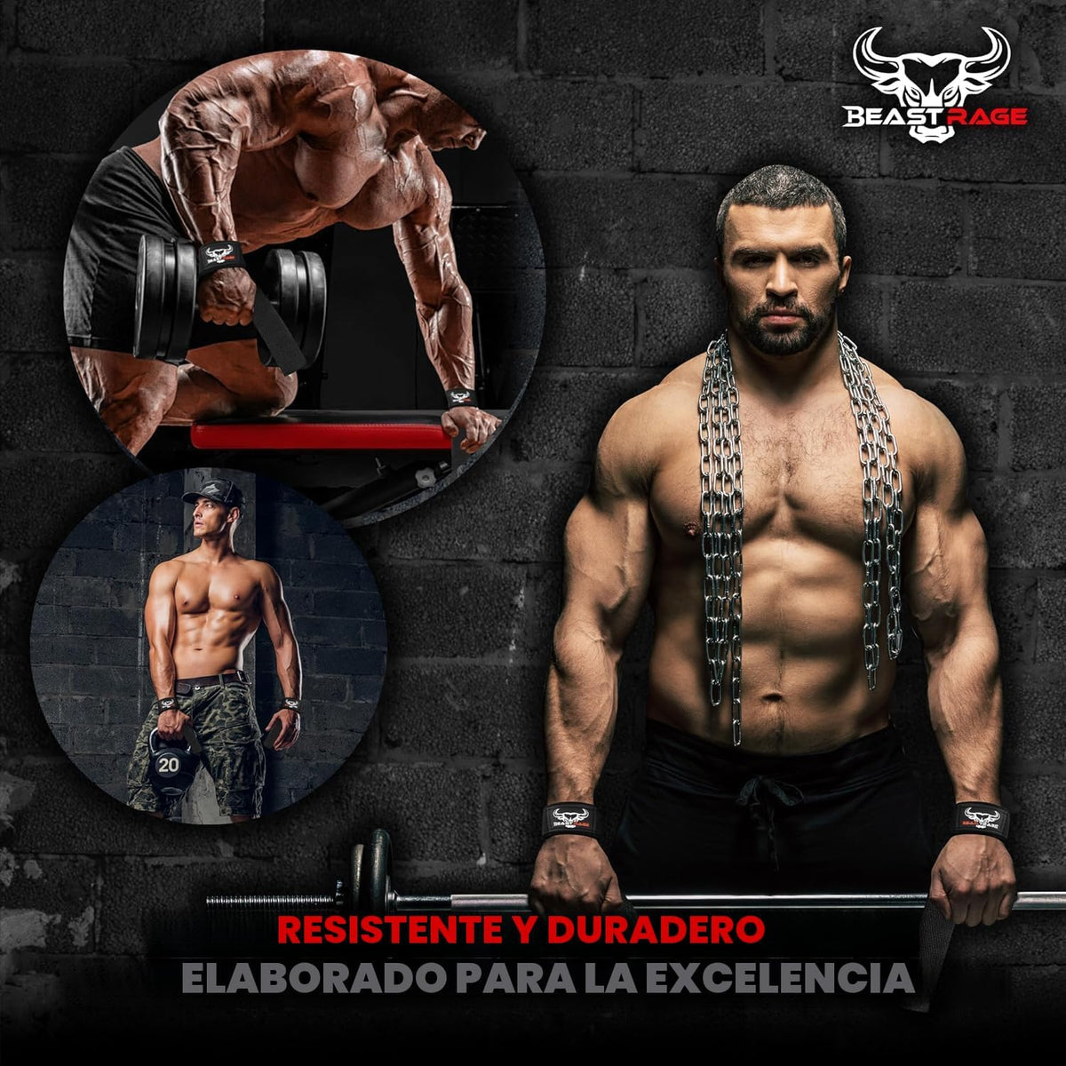 BEAST RAGE Correas de Levantamiento de Muñecas para Levantamiento d...