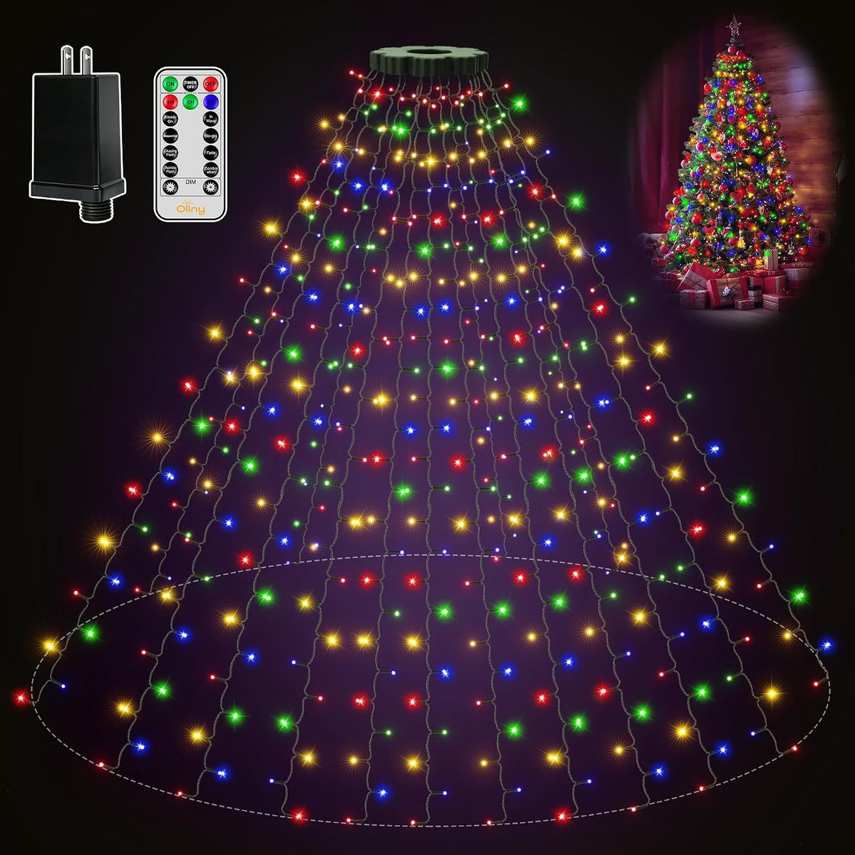 Ollny Luces de Árbol de Navidad 400LED 8.2 pies*16 Cadenas con Anil...