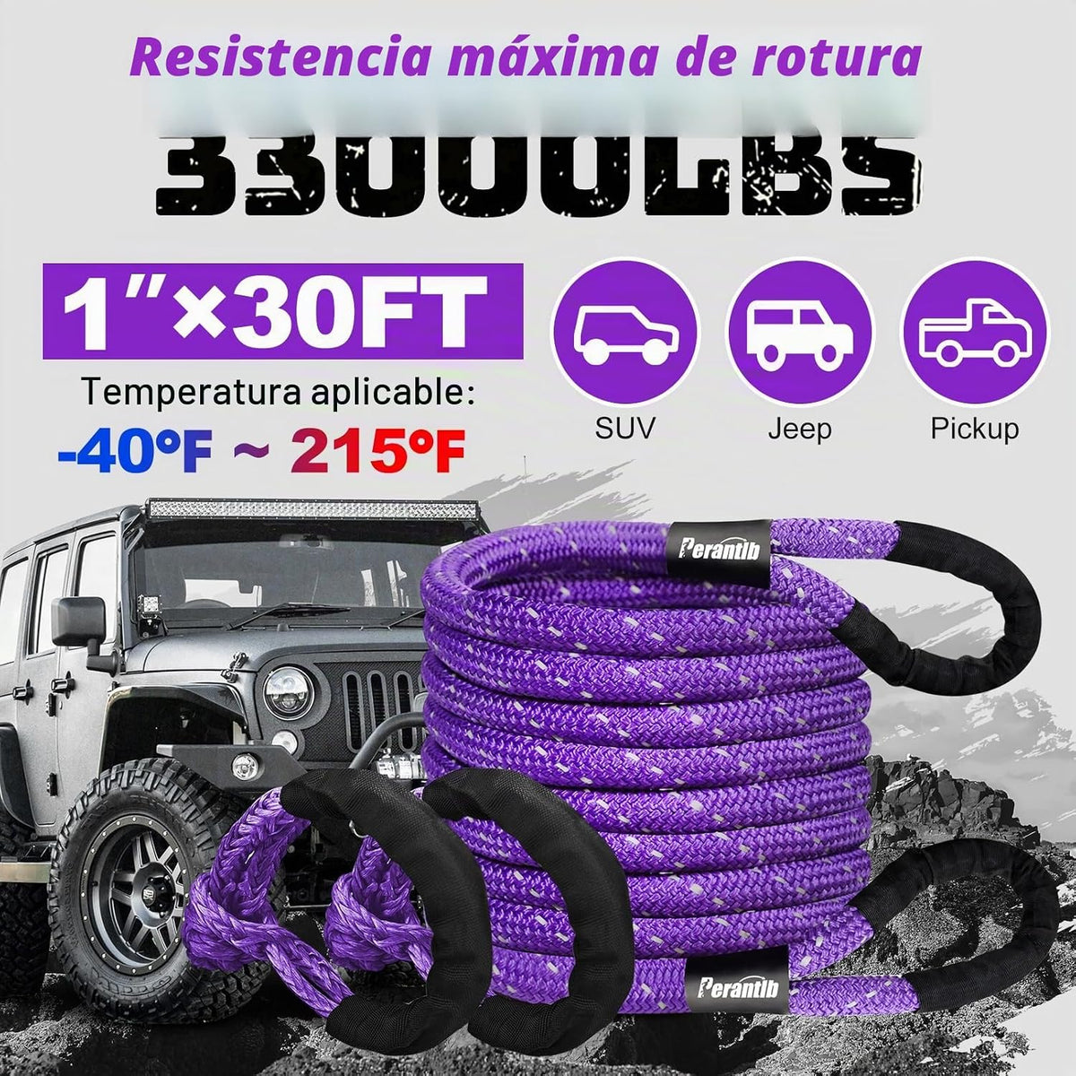 Cuerda de recuperación de energía cinética de 1 pulgada x 30 pies,...