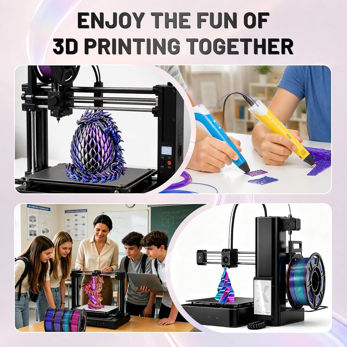 Colourbing Paquete de filamentos para impresora 3D Silk PLA+, filam...