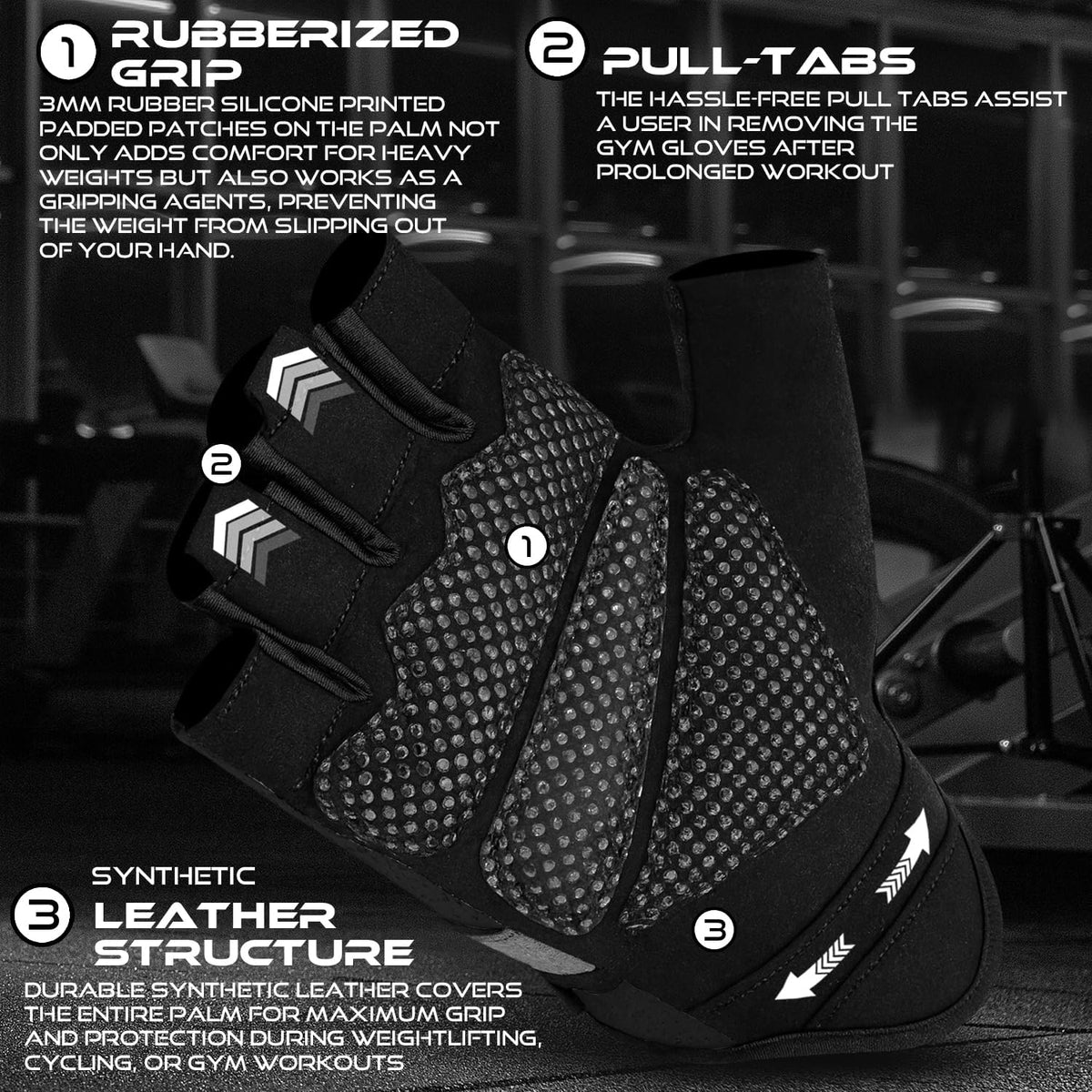 BEAST RAGE Guantes sin dedos para levantamiento de pesas con acolch...