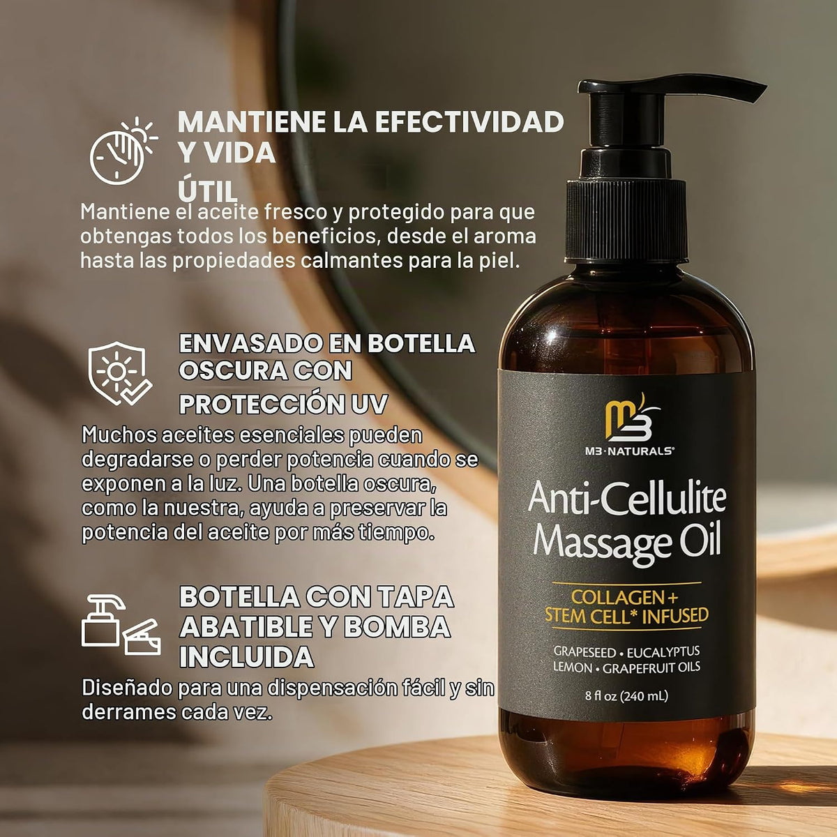 Aceite corporal reafirmante, aceite de masaje para celulitis para p...