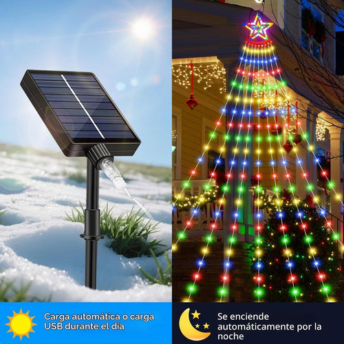 AMIPEPE - Luces solares para árbol de Navidad, 18.37 pies, 532 LED,...