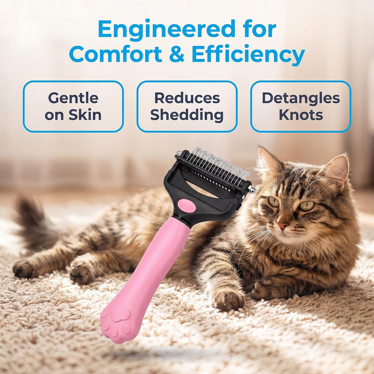 KIVMTAR Deshedding - Cepillo para perros, rastrillo 3 en 1 para per...