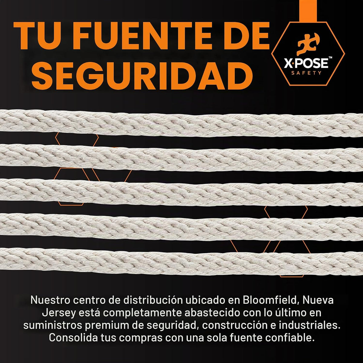 Xpose Safety #10 - Cuerda de algodón blanco con núcleo de nailon de...
