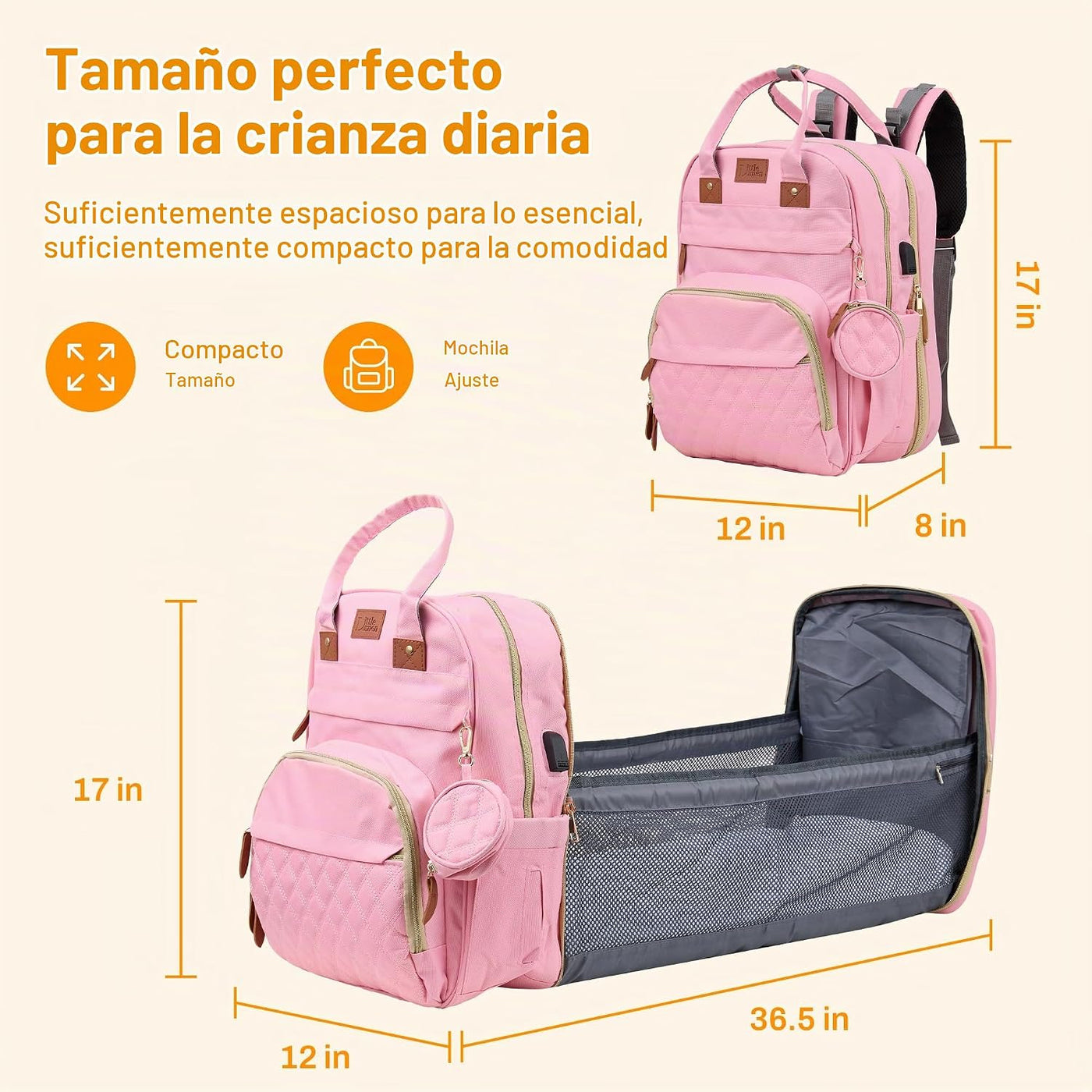 Little Lumen Mochila para pañales con cambiador \u2013 Bolsa de pañ...
