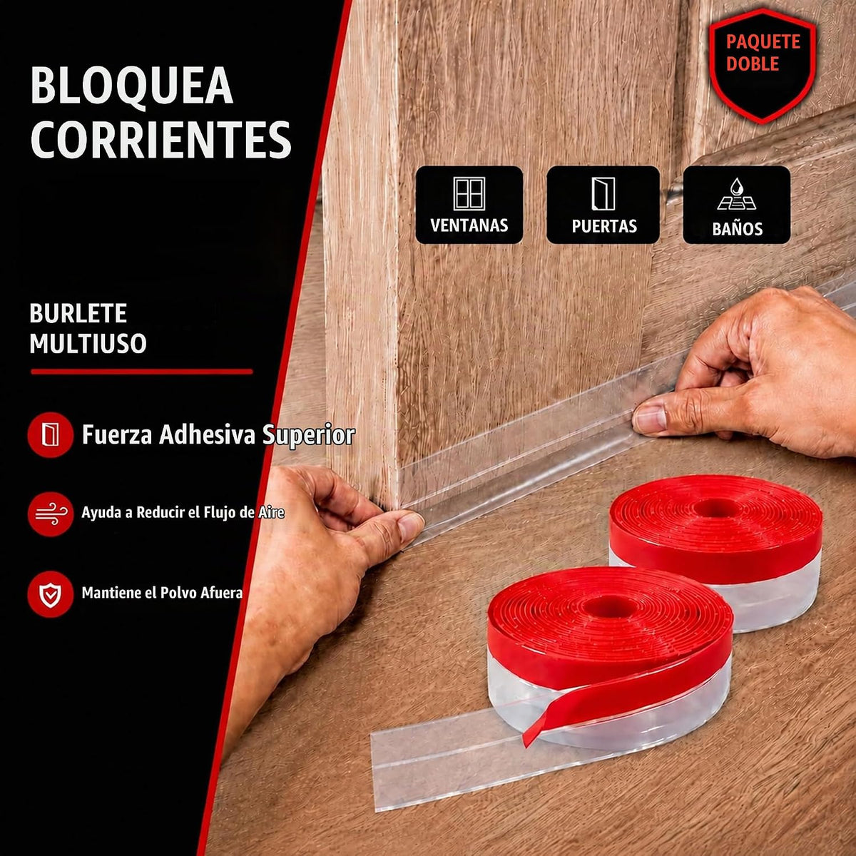 Brandzini Tira de sellado transparente para puertas y ventanas, tap...