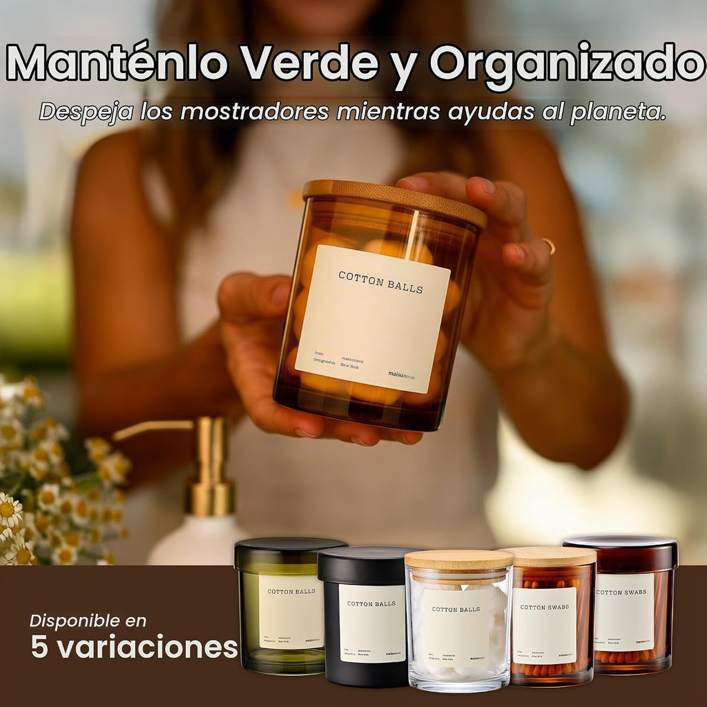 MaisoNovo Recipientes de vidrio para baño con tapas (hermético), so...