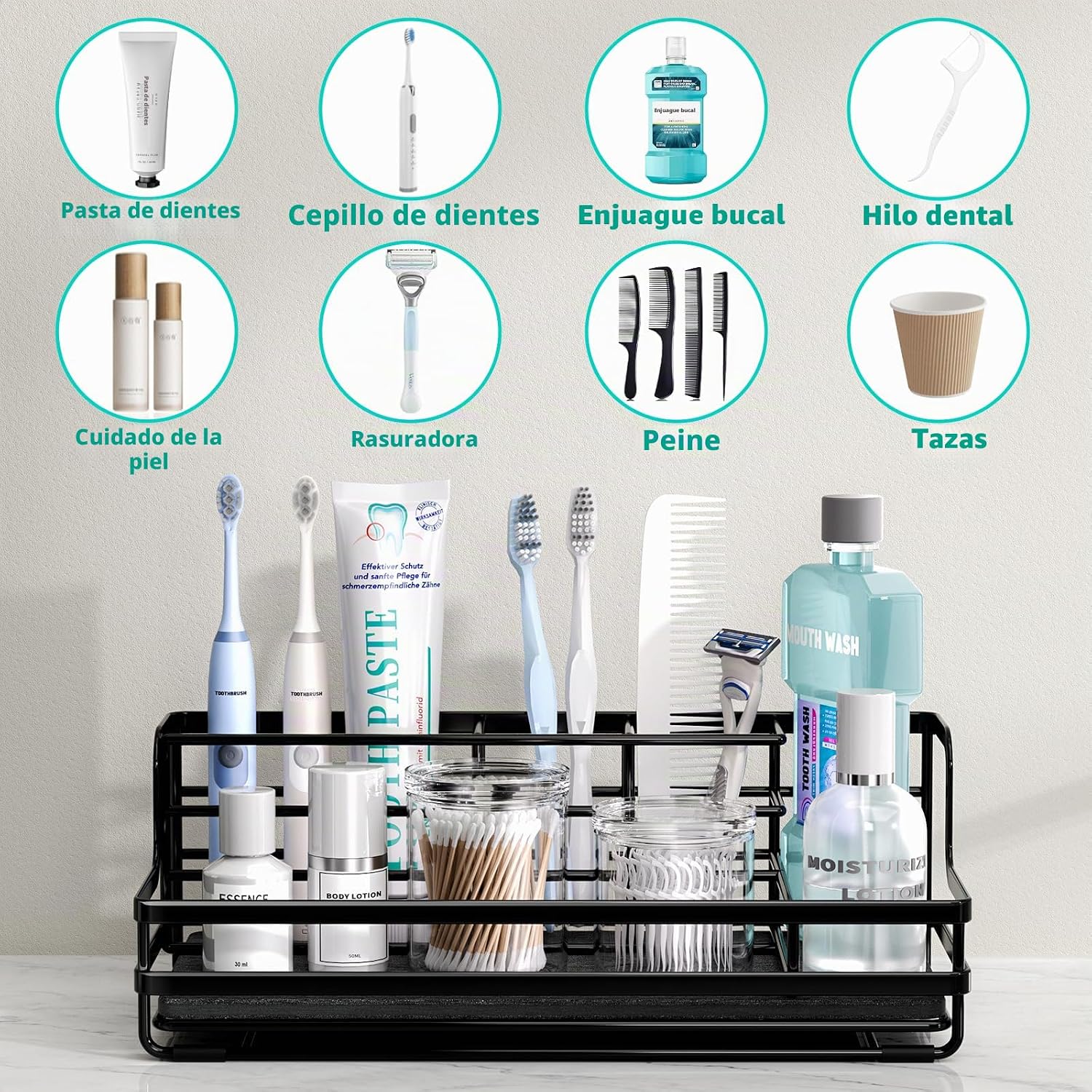Portacepillos de dientes HapiRm para baño - Organizador de mostrado...