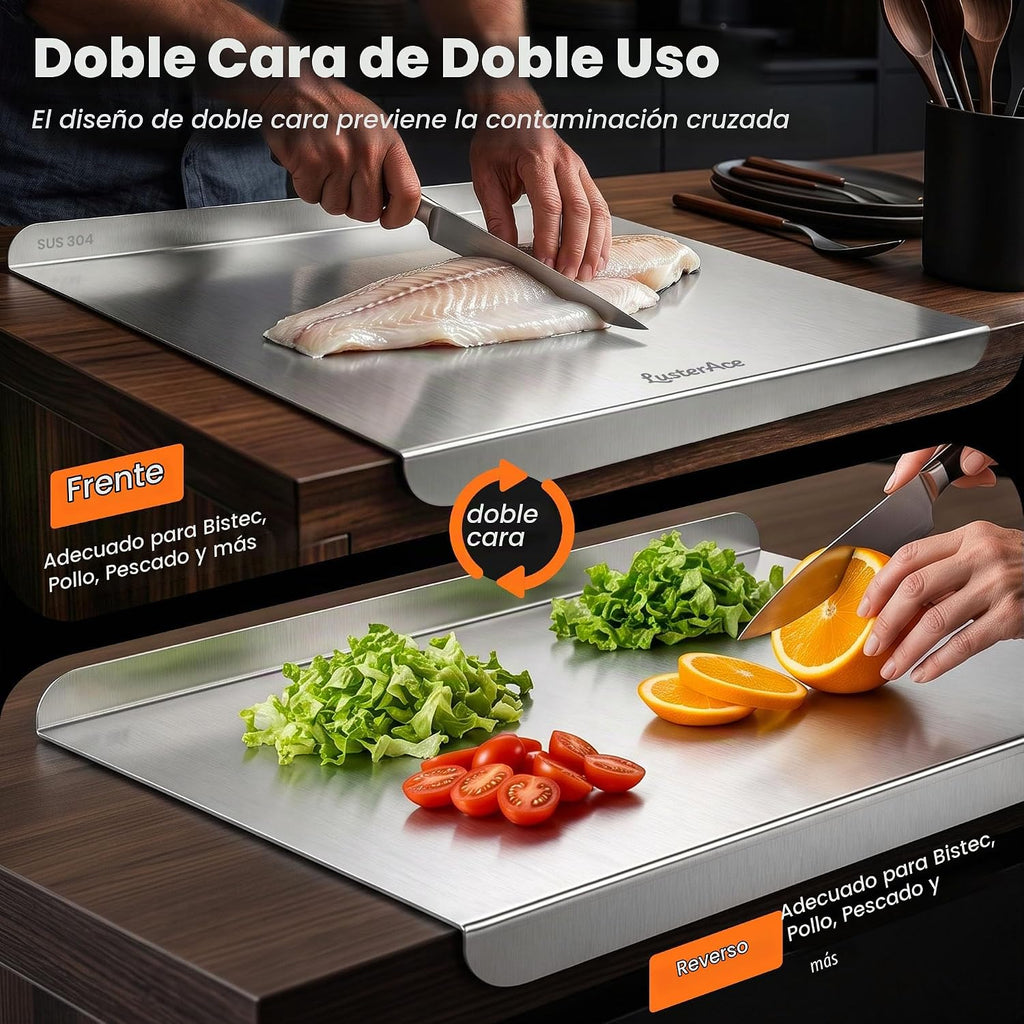 Tabla de cortar de acero inoxidable 304 con borde, tablas de cortar...