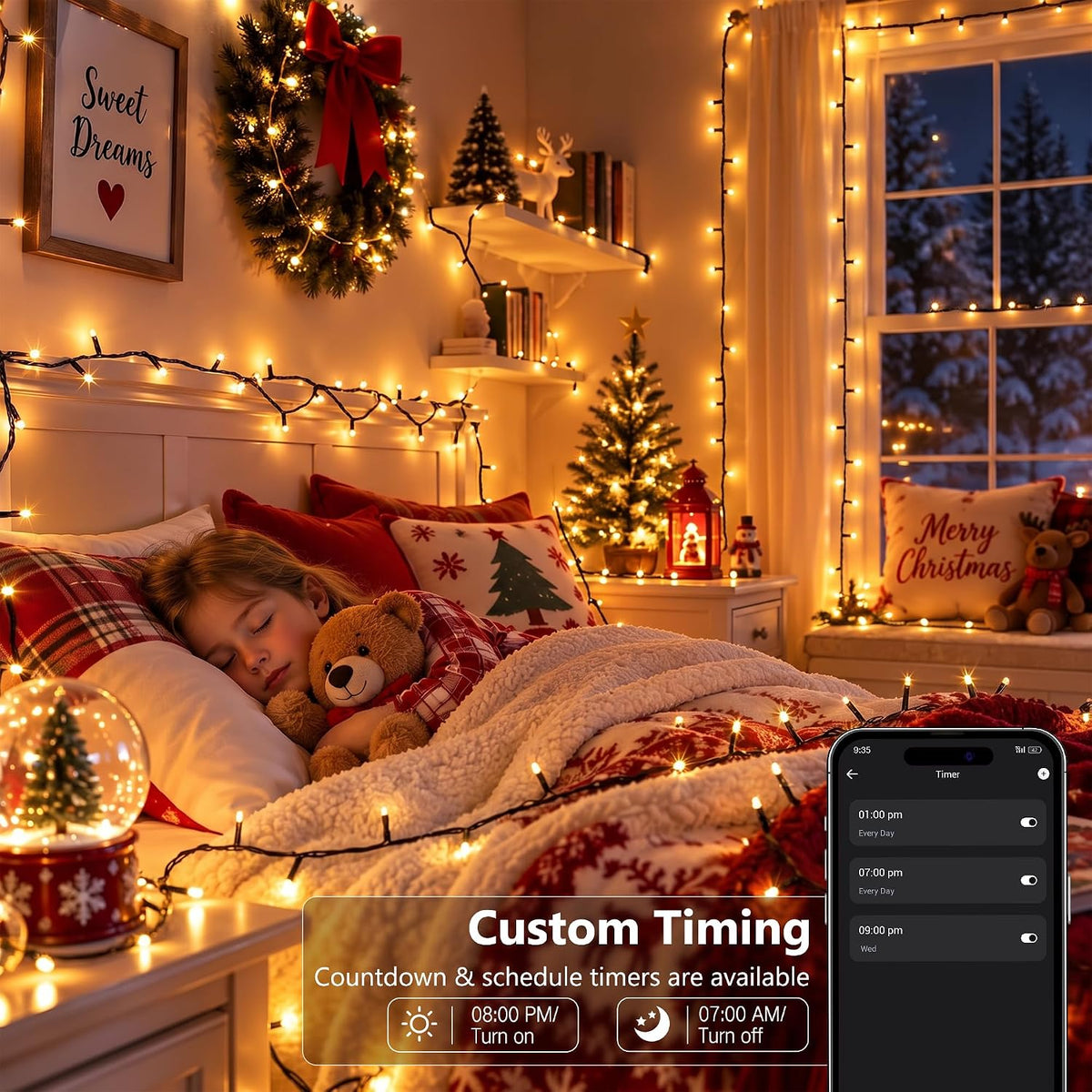Brizled Guirnalda de luces inteligentes de Navidad, 200 luces LED q...