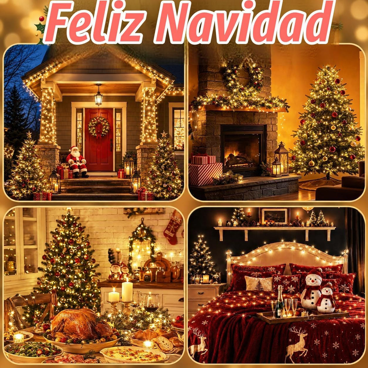 Guirnalda de luces navideñas conectables de 88 pies y 240 LED para...