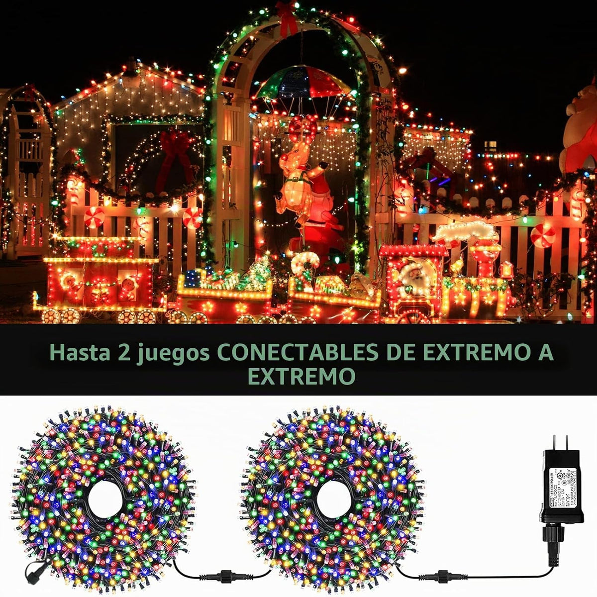 VTECHOLOGY 500 LED Multicolor Luces de Navidad Árbol de Navidad Luz...