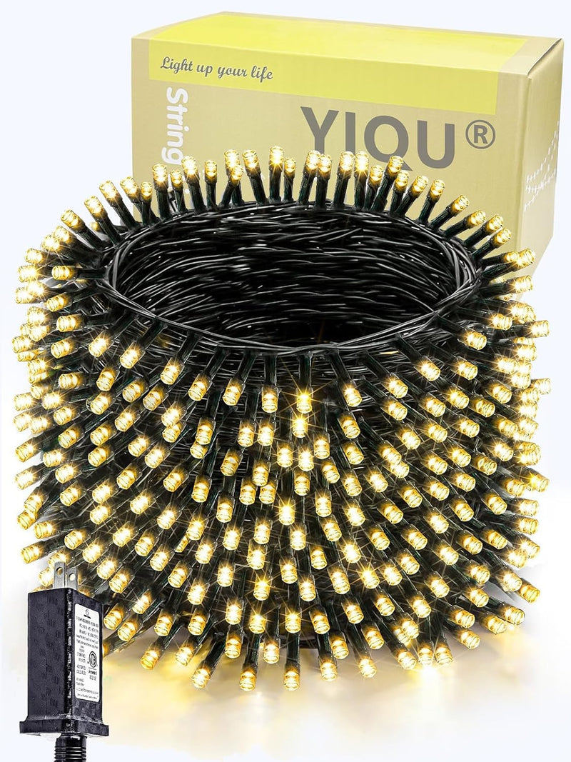 330FT 1000 LED Luces navideñas súper largas Cadena Interior Exterio...