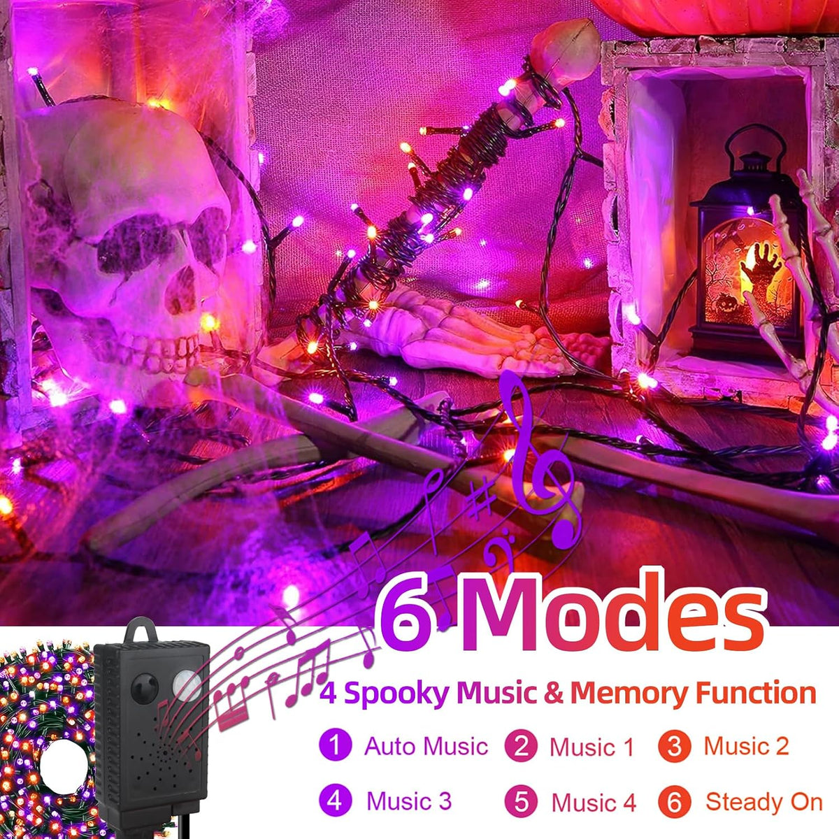 MZD8391 - Luces de decoración de Halloween con sensor de movimiento...