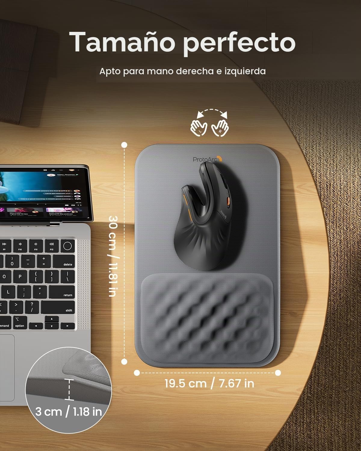 ProtoArc Alfombrilla de mouse ergonómica con reposamuñecas, alfombr...