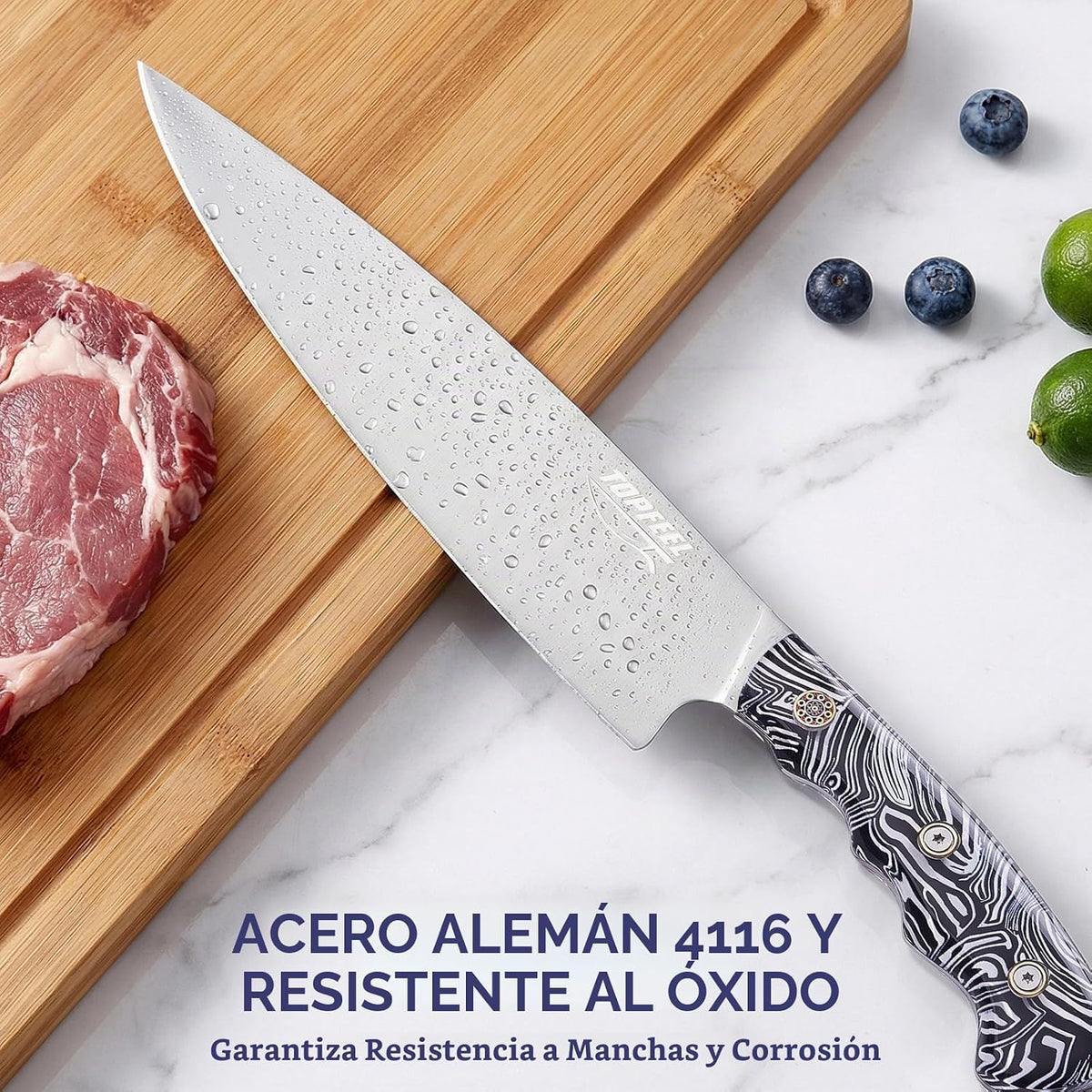 Topfeel - Juego de cuchillos de cocina de 3 piezas, acero inoxidabl...