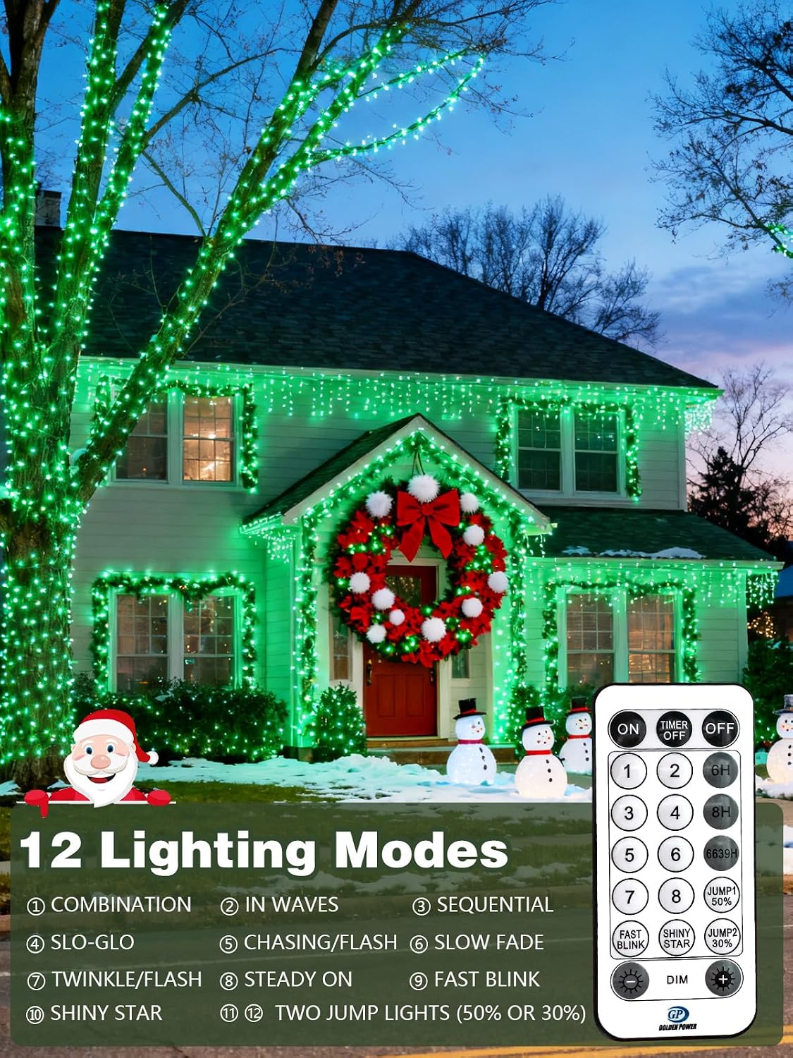 Guirnalda de luces navideñas de 300 LED, 99 pies, controladas por v...