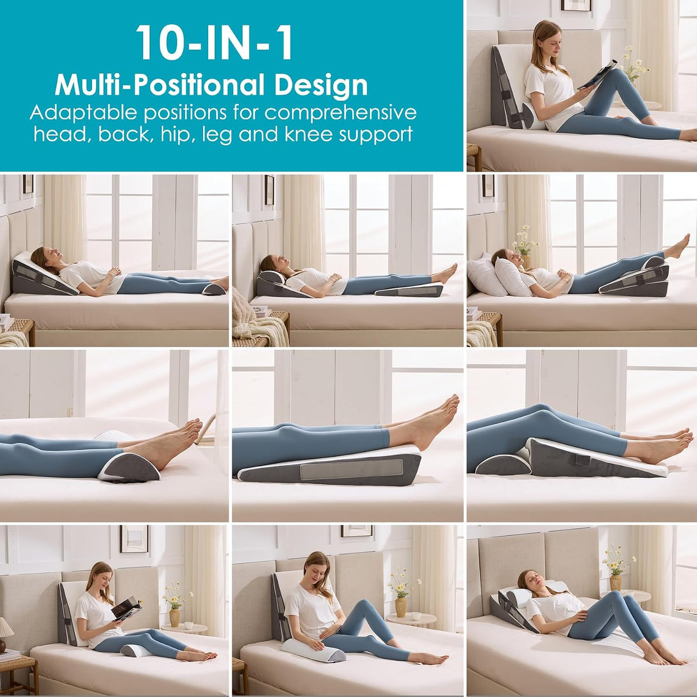 WGAKCED Juego de 3 almohadas en forma de cuña para después de la ci...