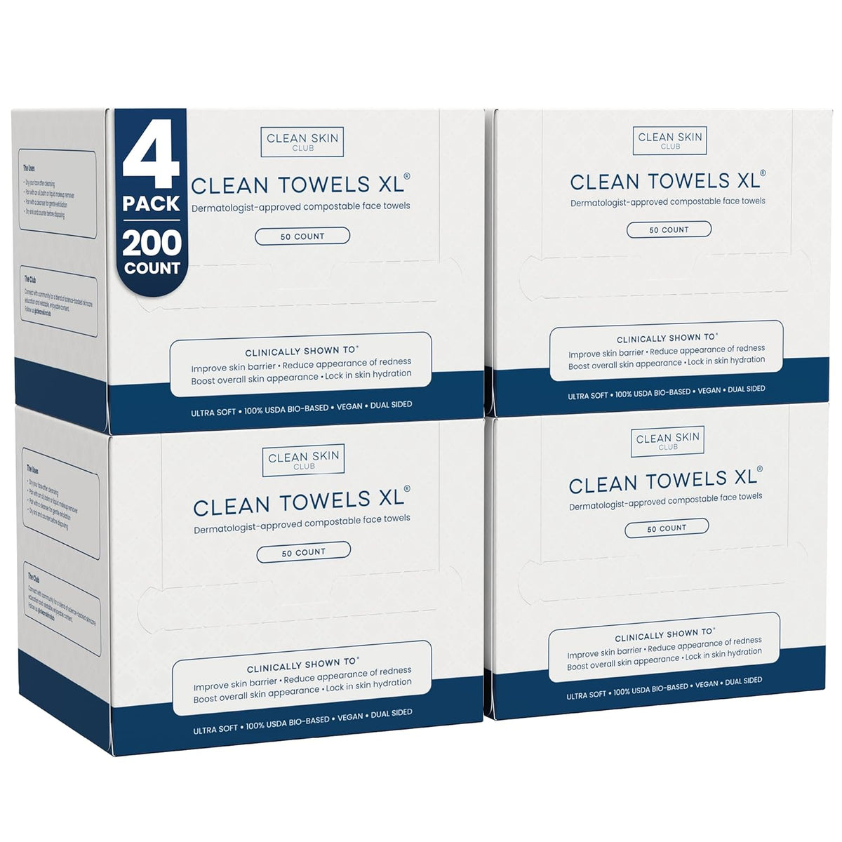 Clean Skin Club Toallas Faciales XL - Base Vegetal