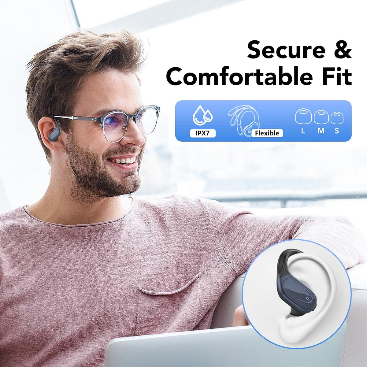 Auriculares inalámbricos Bluetooth 5.3, audífonos de 60 horas de re...