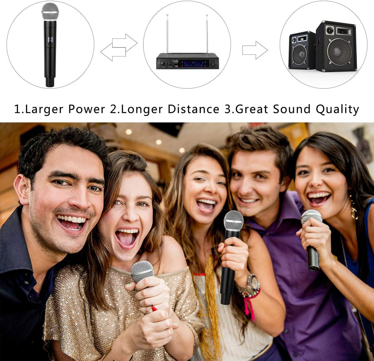 MicrocKing Sistema de micrófono inalámbrico Micrófonos dinámicos de...