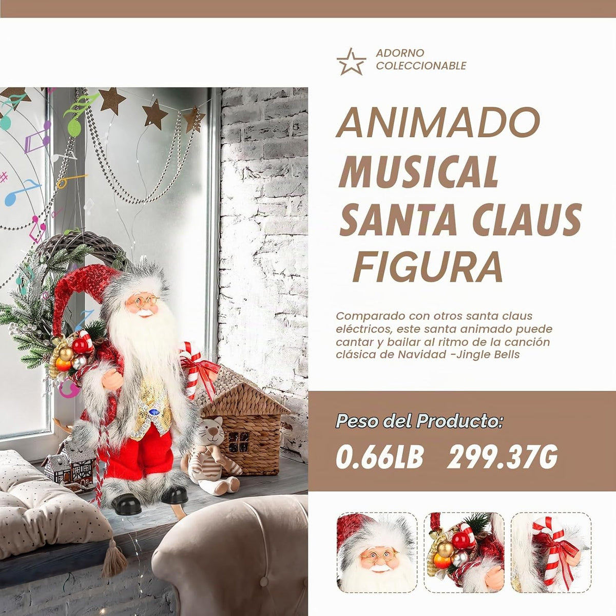 SdeNow Figura musical animada de Papá Noel de 14 pulgadas para deco...