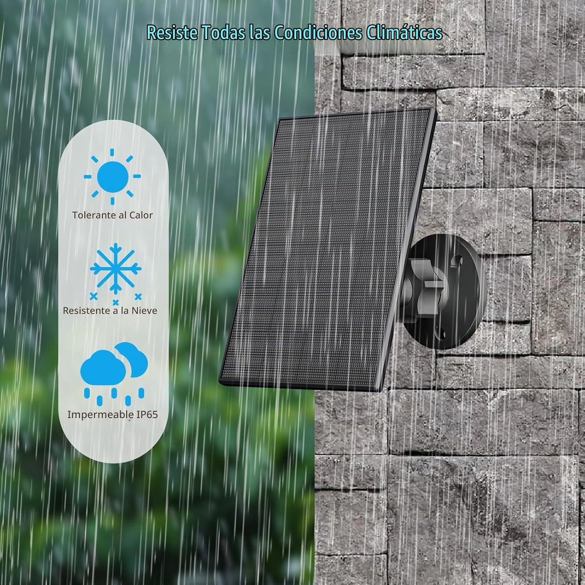 VUEBEE Panel solar de 2 W para cámaras de seguridad, USB-C\/Micro U...