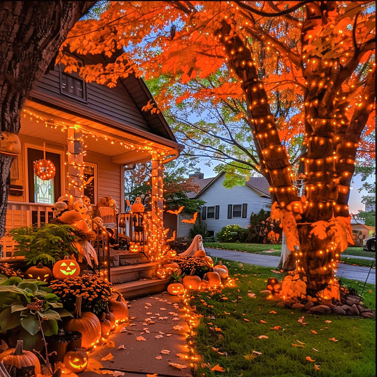 JMEXSUSS 250 luces LED naranjas para Halloween, luces de Halloween...