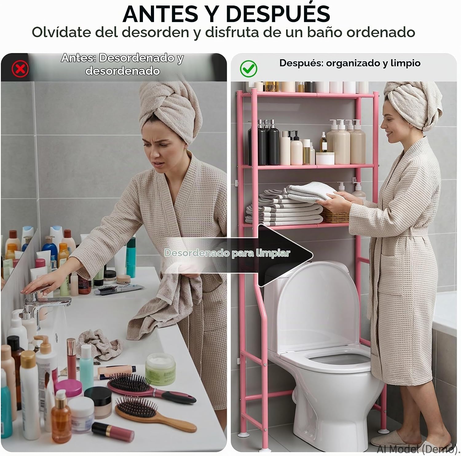 ASCENREST Estante de Almacenamiento de 3 Niveles sobre el Inodoro,...