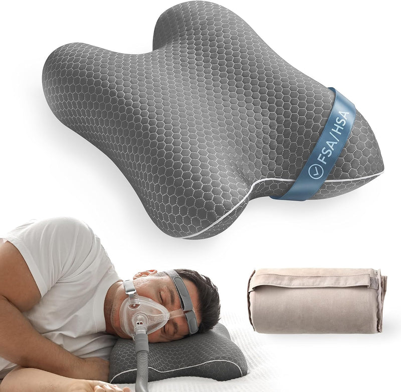 Elviros Almohada portátil CPAP para dormir de lado y espalda, almoh...