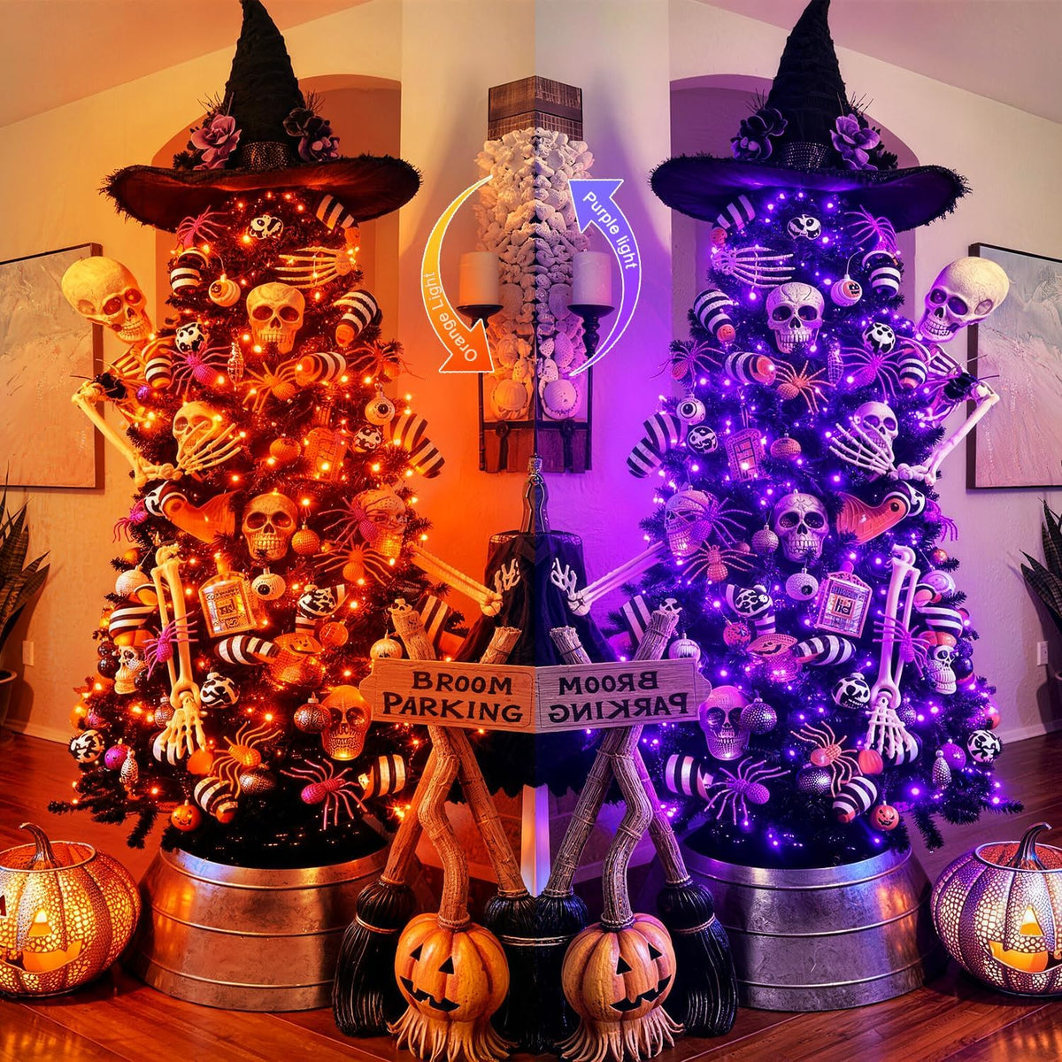 JMEXSUSS 250 luces LED de cadena de Halloween de 91.5 pies, de colo...
