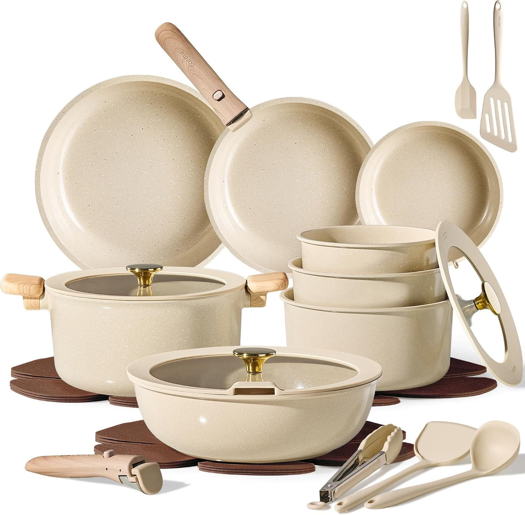 CAROTE Juego de utensilios de cocina de cerámica de 25 piezas, olla...