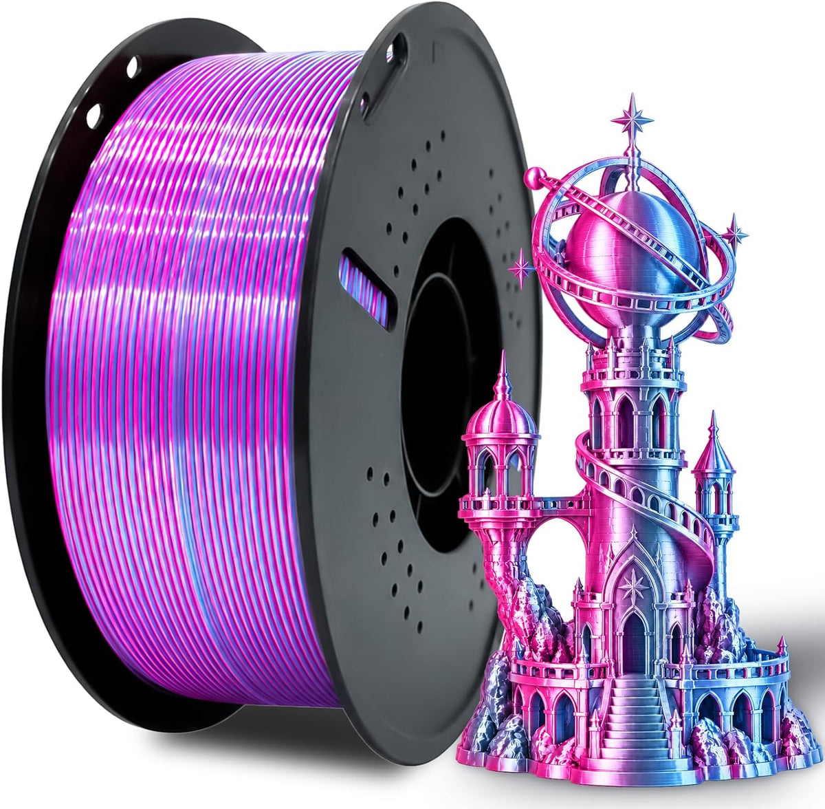 Colourbing Filamento de impresora 3D PLA+ de seda presecada de dobl...